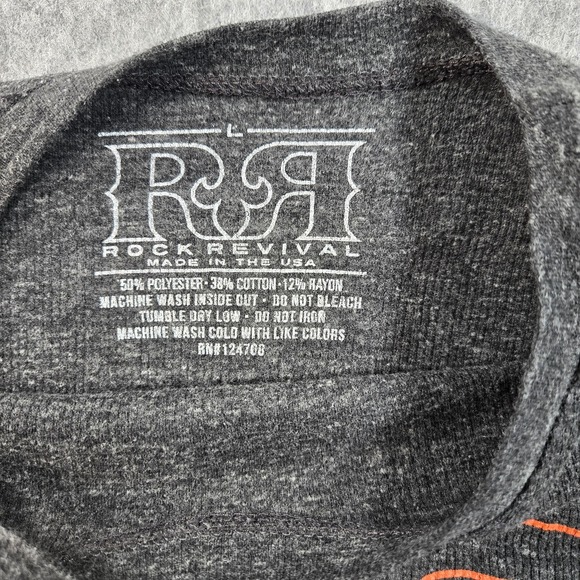 Rock Revival Shirt Mens Large Gray Long Sleeve Thermal Logo Made USA - Picture 2 of 9